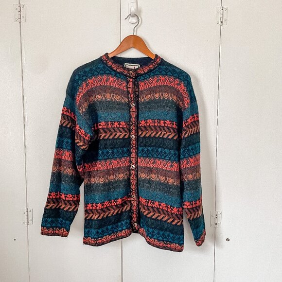Vintage The Alpaca Connection Wool Granny Chic Knit Cardigan Sweater One Size - Picture 1 of 8